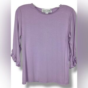 Sara Campbell Lavender purple Ruffle Sleeve Isla Shirt lilac pastel